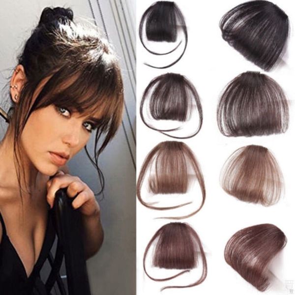 

1pcs hair clips fringe pieces false synthetic hair on the clips front neat bang good hair styling accessories, Black