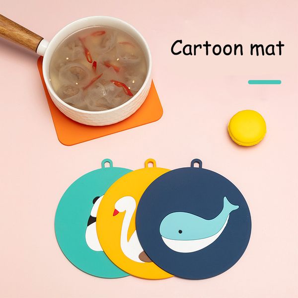 

resuable cartoon silicone mat soft cup coaster silicone insulation pad tabledrink coaster protection with 2shapes