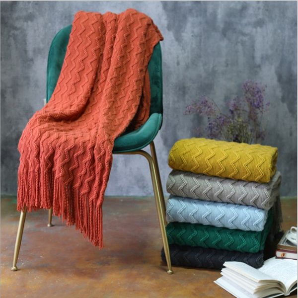 

blankets knitted zigzag throw travel blanket yellow green grey coffee bed banket super soft sofa cover cool 125x200cm
