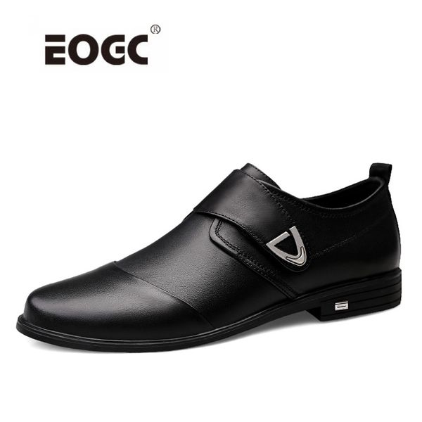 

casual genuine leather men shoes oxfords business shoes men soft lace-up dress for, Black