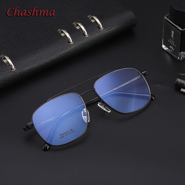 

large frame pure titanium frame men square ultra light optical spectacles for wide face men eyeglasses, Black