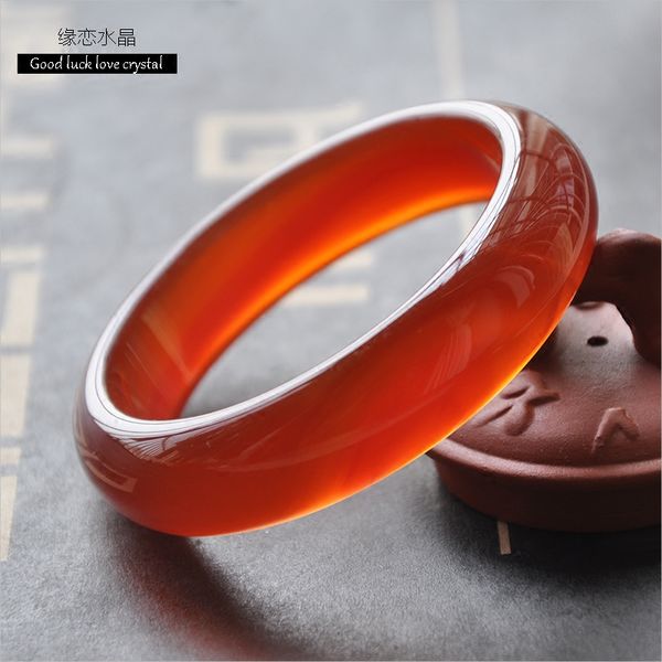 

natural red jadeite bracelet female red chalcedony thickened send mother gift bracelet year of fate, Black