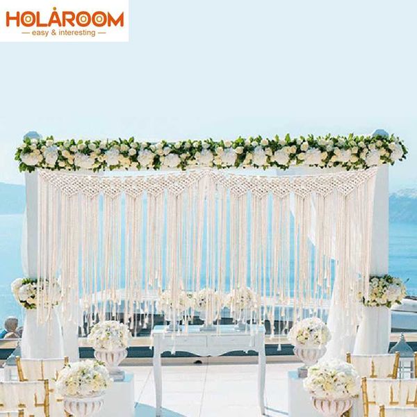 

diy boho rustic wedding macrame curtains wall tapestry knitted cotton large tapestries nordic wedding party outdoor decorations