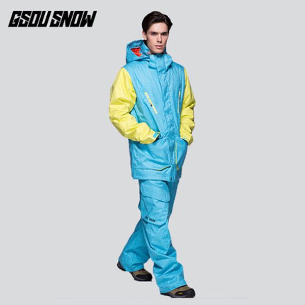 

2020 gsou snow men ski suit skiing snowboard jacket pant super warm male windproof waterproof winter clothing trouser snowboard