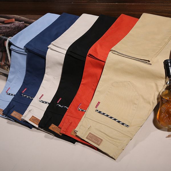 

2020 designer brand cotton straight leg stretch men's dress pants casual pant skinny smooth full length slim business trousers, Black