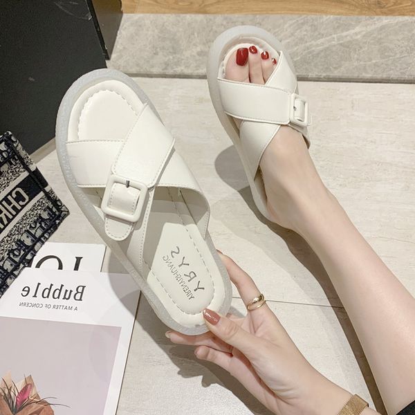 

soft-soled slippers women's fashion outer wear ins tide 2020 summer new net red flat bottom wild non-slip sandals, Black