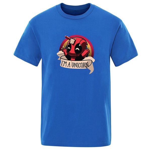

hip hop man 2020 summer solid color short sleeve t-shirts mens hip hop crew neck funny tshirt i'm unicorn cartoon deadpool