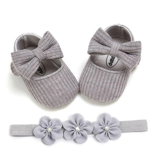 

baby girl infants bowknot princess shoes anti-slip soft sole crib shoes first walkers elastic band flower headwear headband set