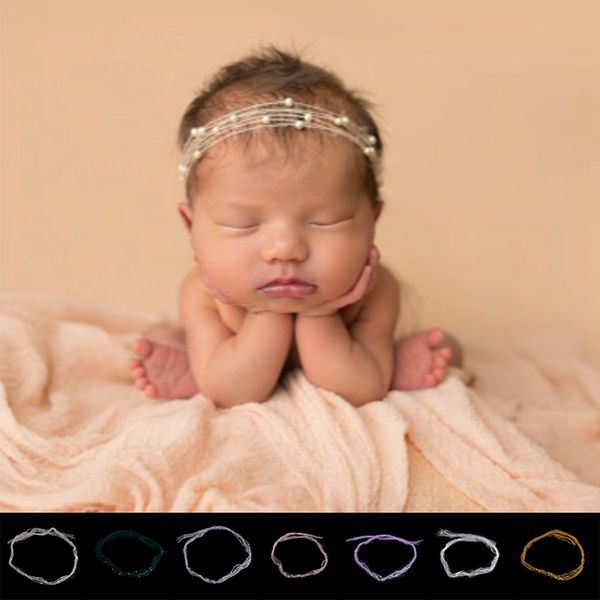 

new newborn baby mohair pearl headband headwear hair accessories pgraphy props gift, Slivery;white