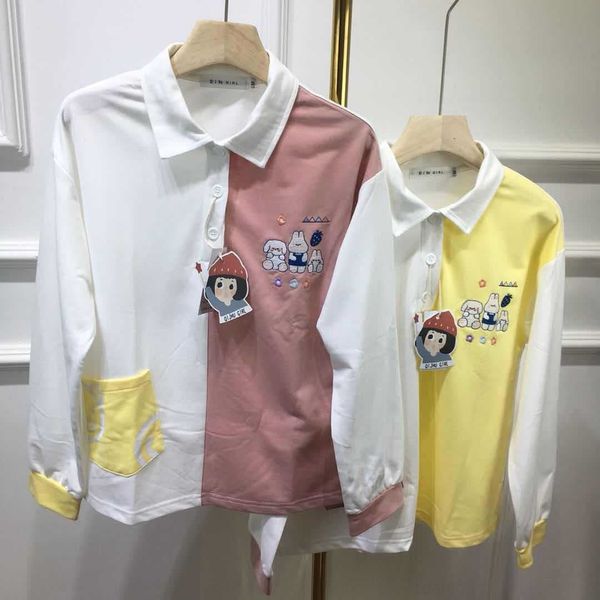 

2020 autumn young girl children's fun hipster color matching animal polo sweater h 2020 autumn style young girlstyle children's fu, Black