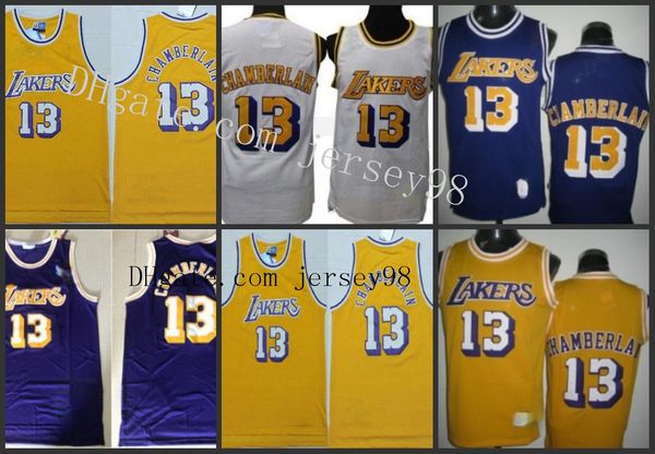 

los angeles laker men #13 wilt chamberlain jersey, Black