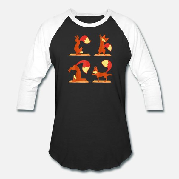 

fox yoga funny gift for fox lovers t shirt men customized cotton round neck letter fitness building spring autumn family shirt, White;black