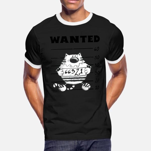 

wanted cat prison cartoon gift funny t shirt men designs tee shirt plus size 3xl fit gift breathable spring autumn pictures shirt