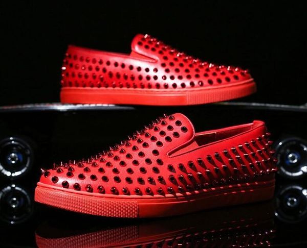 

european casual male handmade shoes men s flats comfortable shoes fashion rivet round head shoes man sneakers, Black