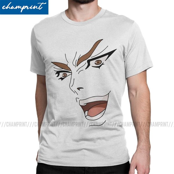 

men t-shirt dio face meme crazy tees short sleeve jojos bizarre adventure anime jjba manga t shirts round collar clothing 6xl