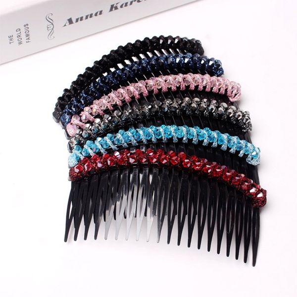 

4.5*12.5 cm random color crystal pearl hair comb women hair jewelry crystal flower bridal pins wedding accessories, Golden;silver