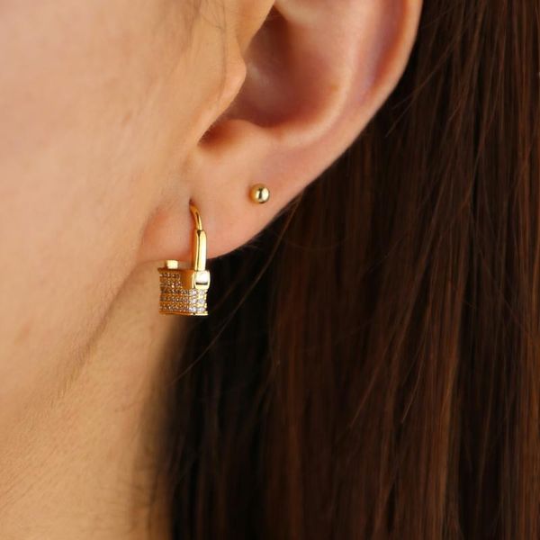 

micro pave cz lock earring for lady fashion trendy women jewelry 2020 New arrived european women jewelry