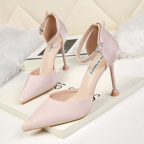 

new 9.5cm pumps fashion pointed high heels shallow mouth satin sandals stiletto with a professional women's shoes, Black