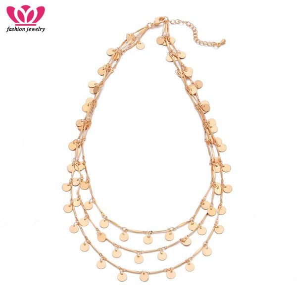 

fashion sequins coins tassel clavicle choke necklaces gold color 3 layer bar statement necklace for fashion women gifts 2020 new, Silver