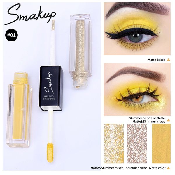 

yellow double liquid eye shadow brightening eye shadow long-lasting matte shimmer eyeshadow diamond pearlescent eye makeup 0023