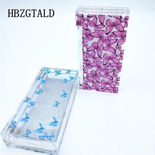 

new 10/20pcs wholesale butterfly print acrylic 25mm eyelashes packaging box lash packaging custom logo empty case bulk vendors