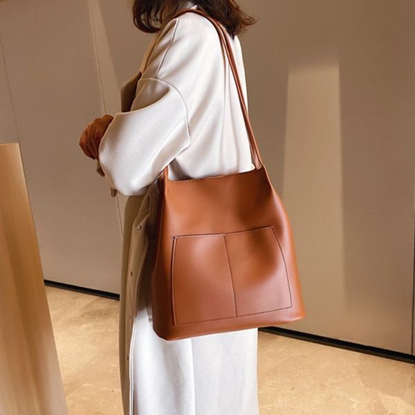

large capacity female bag new 2020 wild bucket bag large capacity retro fashion shoulder shoulder