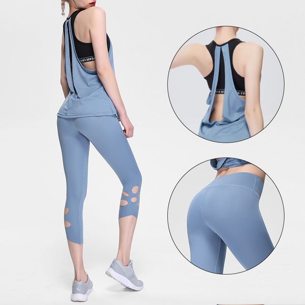 

2 piece set yoga set women's tracksuit gym sports high waist gymwear cropped trousers bra shirts together women gym clothing, White;red