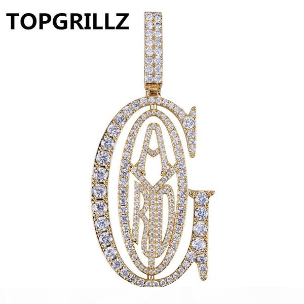

rillz hip hop rapper tyga g ice out pendant micro pave cz design with big bail for men jewelry gift j190616, Silver