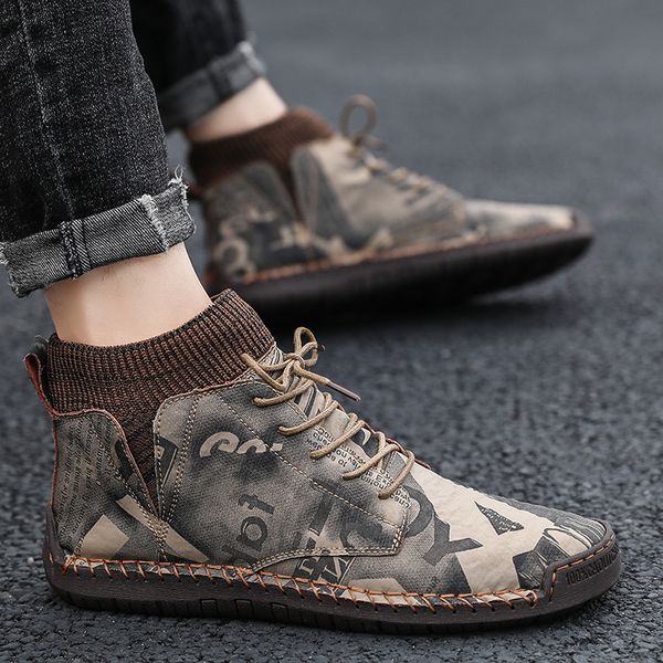

men boots casual sneakers high-warm cotton shoes ankle boots outdoor comfortable walking shoes zapatos hombre, Black