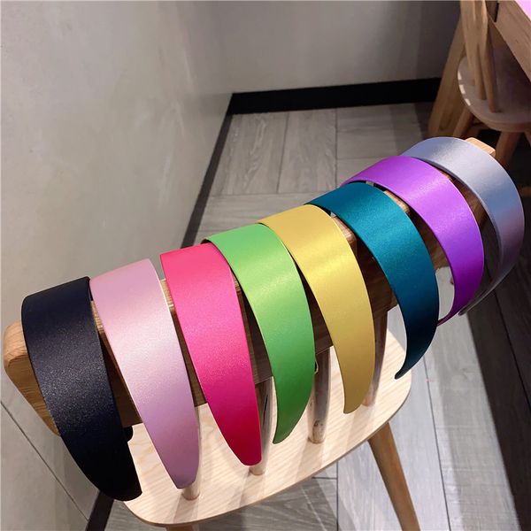 

hair accessories meild glossy wide headband headwear candy color satin solid wide-brimmed plain hairband for women girls