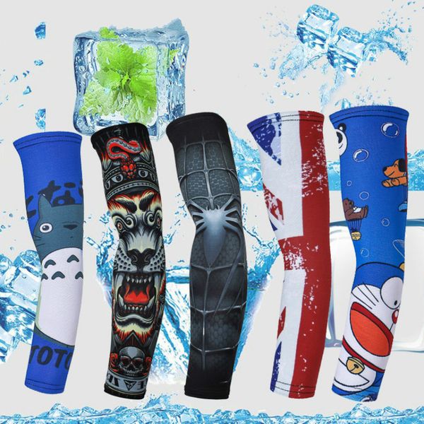 

outdoor riding children's ice sleeve boy and girls children's gloves ice sunscreen mosquito sleeve cartoon magic cute set, Black;gray