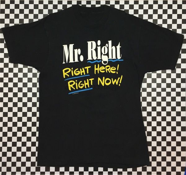 

vintage 1991 j.benton mr right here right now t shirt mens xl black made in usa humorous tee shirt