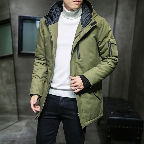 

uyuk2020 autumn and winter new long thick trend temperament hooded men's casual coat jacket moletom masculino clothes, Black