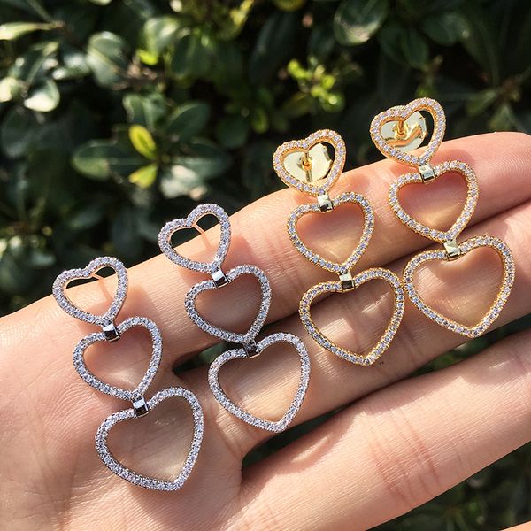 

dangle & chandelier drop earrings 2 colors copper white cubic zirconia heart hollow trendy women free, Silver