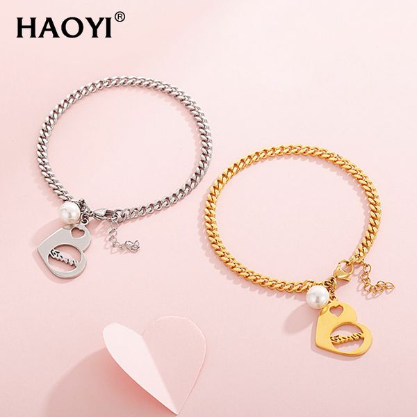 

4mm 2020 fashion gold heart bow cuff pearl bracelet bangle for women lovers party jewelry start mujer pulseras gifts, Golden;silver