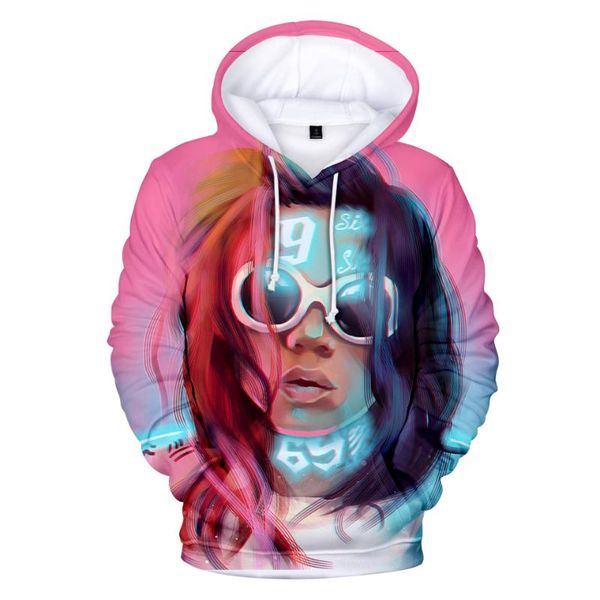 

new3d 6ix9ine hoodies men/women 3d print sweatshirt hip hop rapper 6ix9ine sweatshirts casual kpop funny clothes, Black