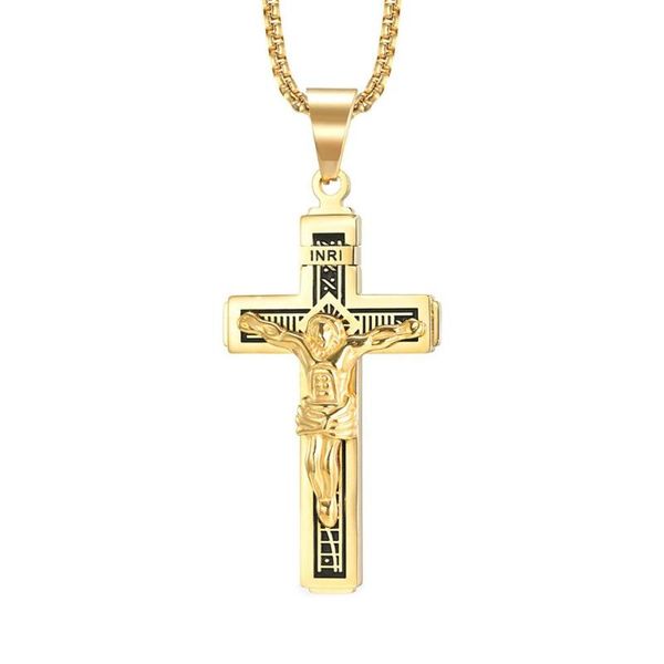 

2020 fashion stainless steel chain necklace for women men hip hop jewelry gifts religion jesuscross pendant necklace accessories, Silver