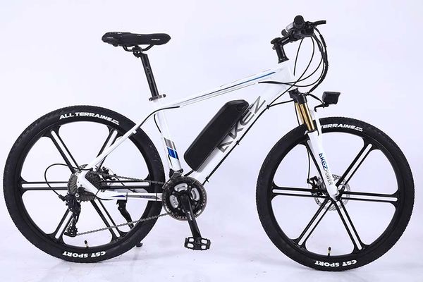 

white 36v350w 10ah lithium battery 26 inch aluminum alloy frame electric vehicle akez mountain bike variable speed power bicycle