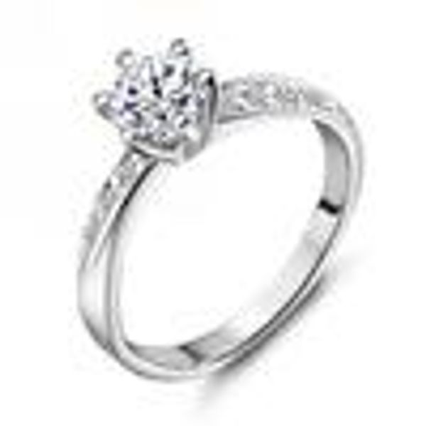 

wedding ring classic design real platinum plated 6 prongs 0.5ct simulated diamond promise rings for women hipping cri0049-b, Silver