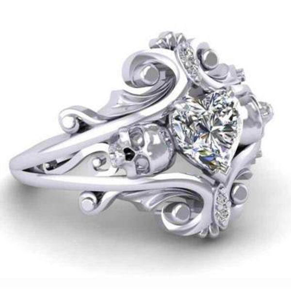 

Junerain Brand Classic Heart Cubic Zircon Stone Wedding Ring Creative Bending Cirrus Design Silver Plated Proposal Ring Women Jewelry