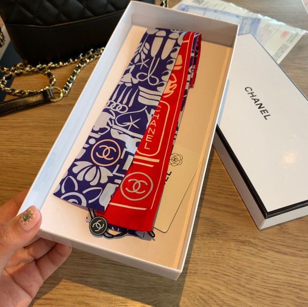 

real silk tie fashion classic women 100%silk head brand hair exquisite design scarf small ribbon printed silk scarf 120*8cm, Blue;gray
