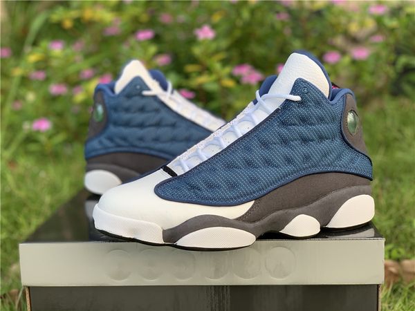 

Wholesale New blue white grey XIII 13s carbon fiber men high basketball shoes outdoor trainers top quality free shipping size 7-12
