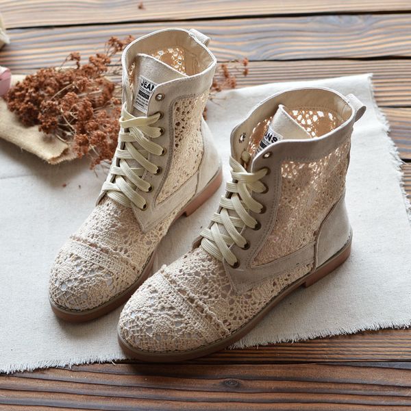 

женская летняя hollow дышащий knit линия сетки мартин сапоги корейский высокого узелок женщин сапоги женщин ботильоны botas mujer y200723, Black