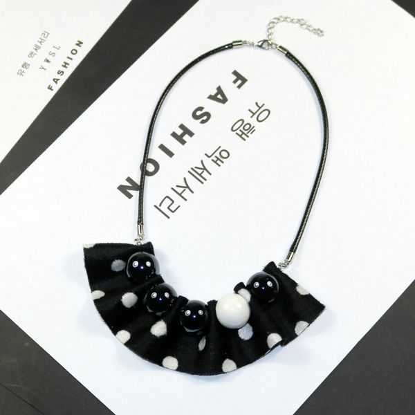 

simple new women necklace fabric dot bowknot beads pendant necklace fashion jewelry short rope sweater chain trendy accessories, Silver
