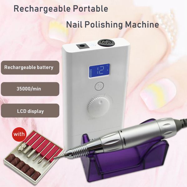 

nail drill & accessories professional manicure machine rechargeable milling polishing 35000rpm speed and lcd monitor