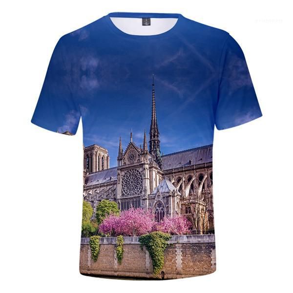 

mens tshirts o-neck short sleeved rip female tshirts teenagers designer summer fashion clothes notre dame de paris, White;black