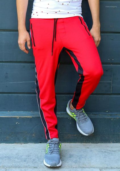 

mid waist man apparel with drawstring spring solid panelled mans pants casual loose sport male pants fashion designer, Black