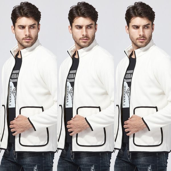 

spring and autumn fleece jacket slim coat korean fashion casual stand collar sweatercoat sweatercouple sweater jizbr, Black
