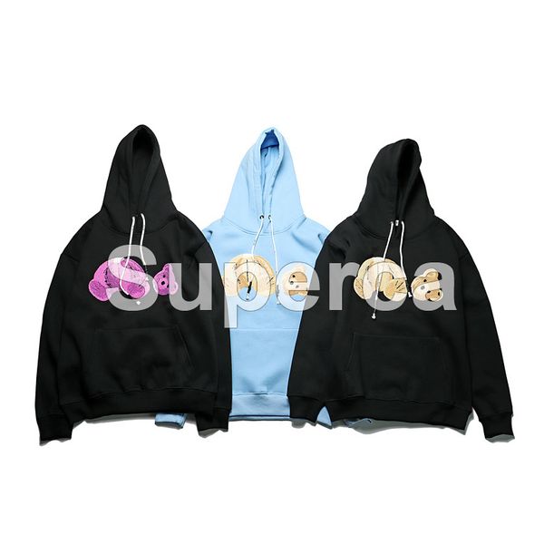 

20ss men designer hoodies new sale fashion hoodie broken bear sweatshirt teddy bear trendy terry explosion sweater style men and women, Black