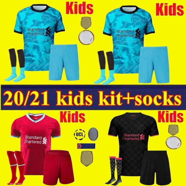

2020 2021 new kids kit lvp mohamed m. salah firmino soccer jersey football shirts 20 21 virgil mane a.becker 2020 2021 uniforms, Black;yellow